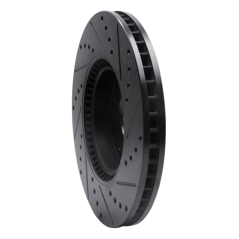 Kia Soul EV Brake Rotor (1) - Front Left - R1 Concepts - Drilled & Slotted - Black - `15-`19